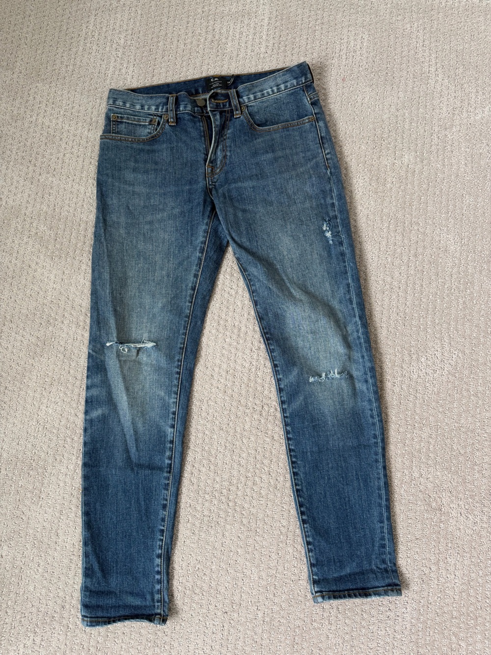 Club Monaco Men's Skinny Distressed Blue Jeans